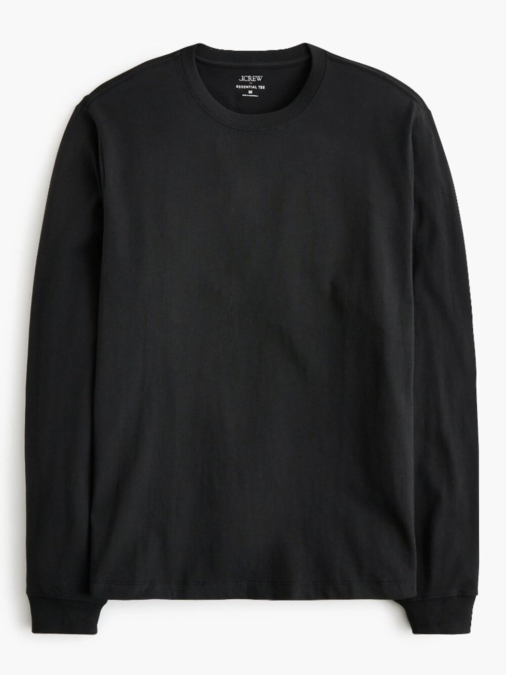 J CREW 100% Cotton Essential Tee - Long Sleeve Tee -Black- MEDIUM - NWT